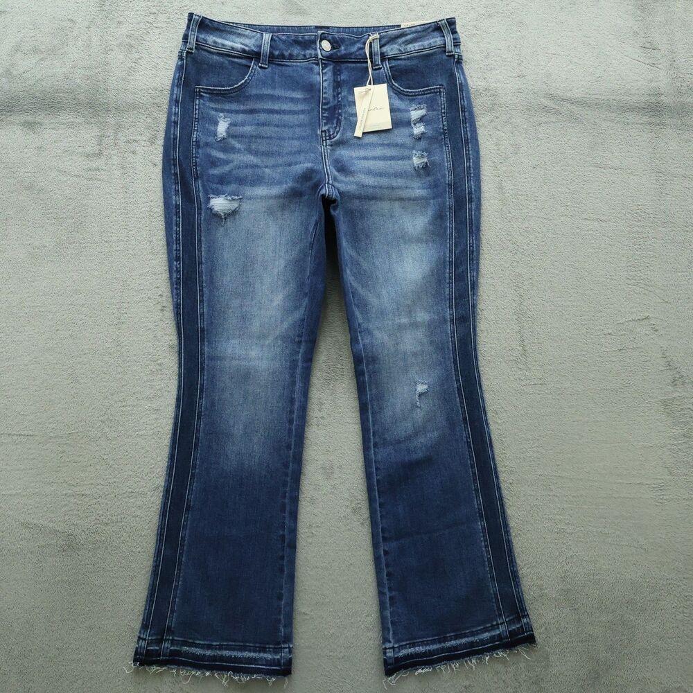 KanCan Jeans Women's Size 14 High-Rise Bootcut Denim 32" Inseam Distressed NWT